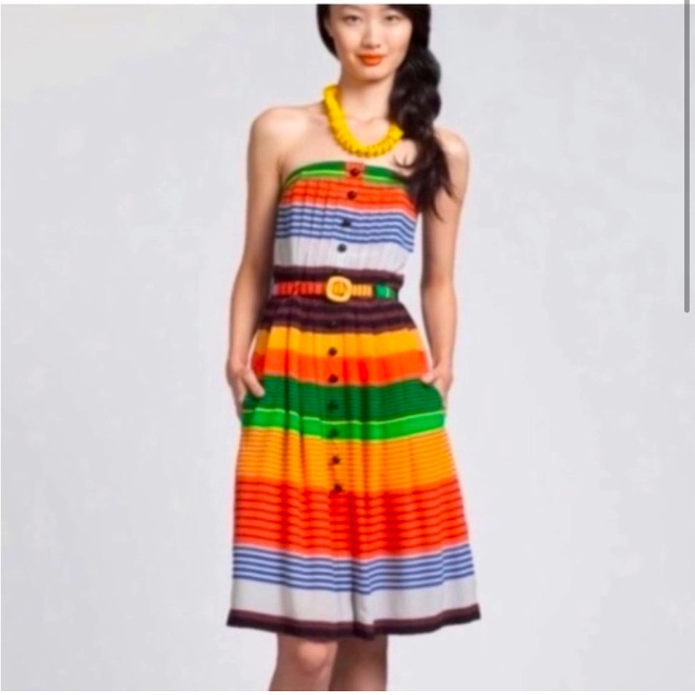 Plenty by Tracy Reese Striped Silk Strapless Dress Size 0 XS